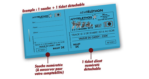 ticket tombola pas cher personnalisés associations téléthon