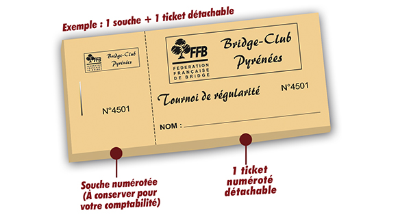 Ticket tournoi jeu de bridge