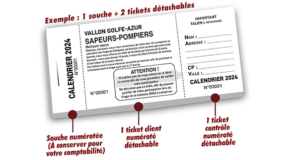 Tickets calendrier pompiers