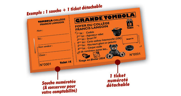 tickets de tombola pour les écoles marcel pagnol