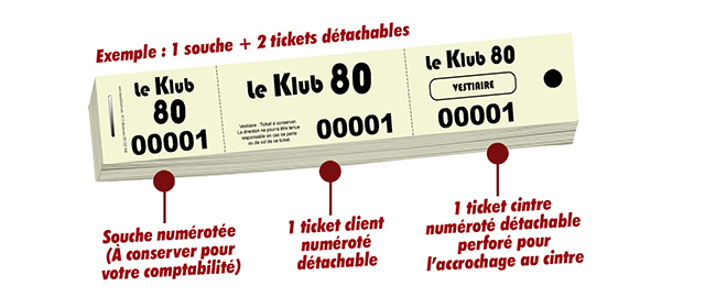 Tickets Vestiaire Détachables En 3 Parties – Numérotés 1 à 1000 – Papier 160g/m² – Fabriqué En France – Rose (lot De 1000)