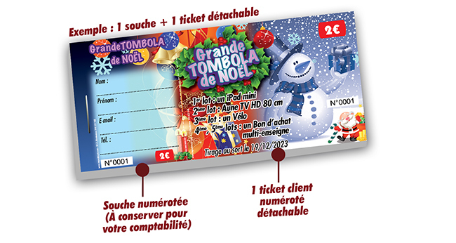 Tickets tombola noël cadeaux