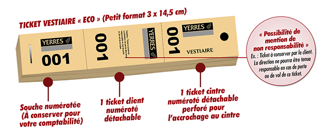 Lot de Tickets Vestiaires - Personnalisation facile et rapide