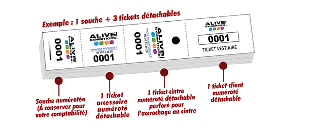 tickets vestiaire numérotés logo couleurs