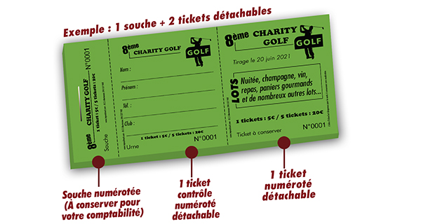 tickets tombola solidaire Golf