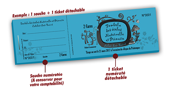 20 carnets de tombola école de 5 tickets pour la tombola de l'école.