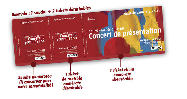 tickets détachables pas cher concert de présentation