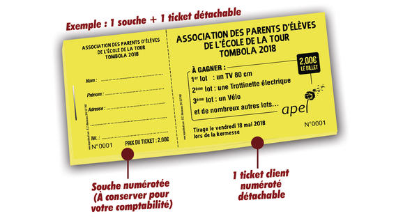 impression ticket tombola rapide papier recyclé pas cher école Tours